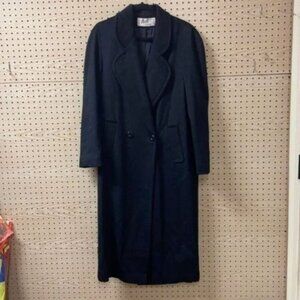 Billi Black Collared Long Sleeve Long Trench/ Winter Coat 100% Pure Wool